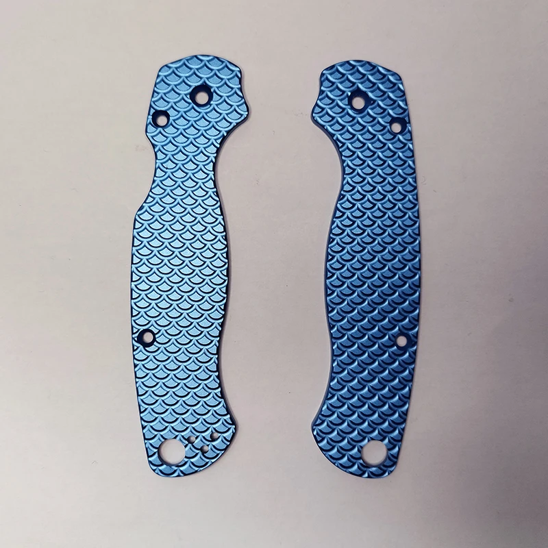 

1 Pair Fish Scale Pattern Knife Aluminum Handle Scales For Genuine Spyderco C81 Paramilitary2 Para2 Knives Grip DIY Make Part