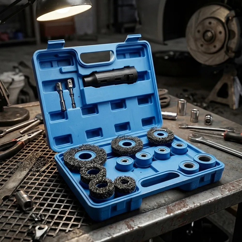 Car Wheel for Cleaning Brush Kit Designed for Rust and Contaminant Removal from Bolt Threads and Mounting Surfaces