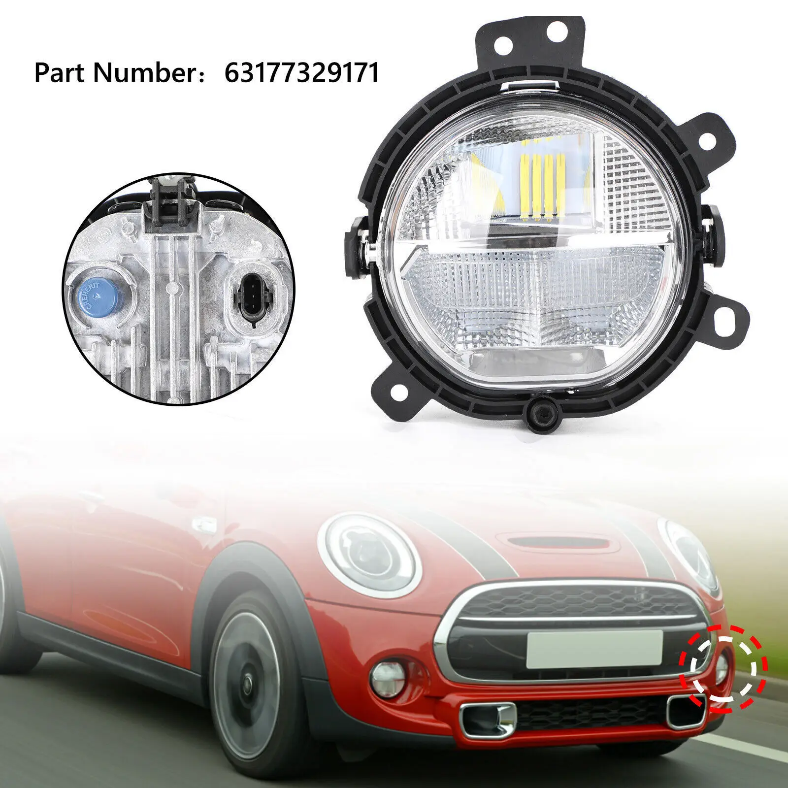 

Front Bumper Left Fog Light Lamp 63177329171 For BMW Mini F55 F56 F54 F57 DD