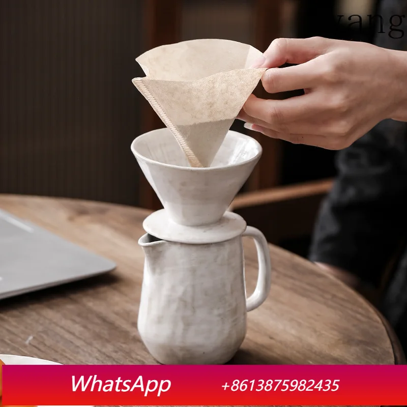 LMM powder lead hand brewing coffee pot filter set household coarse pottery wabi sabi afternoon tea coffee filter cup