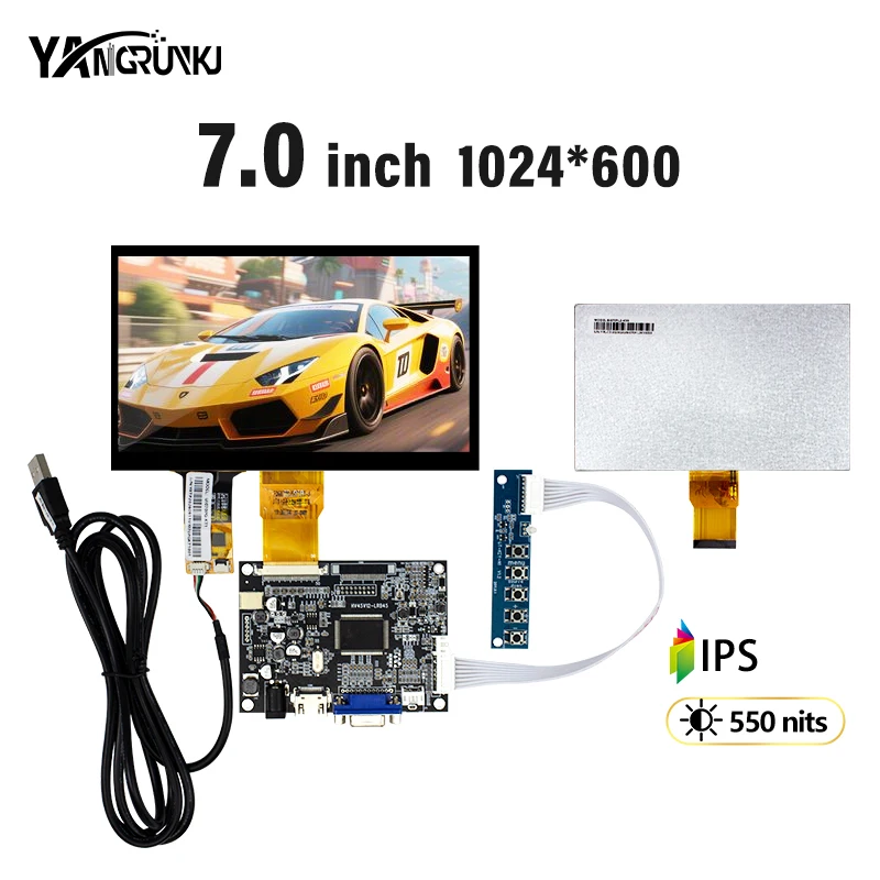 OEM 7 Inch TFT LCD Panel 1024x600 50 Pin RGB Interface 550 Nits Car DVR Smart Home Controller Screen Display BI070YL2-K55