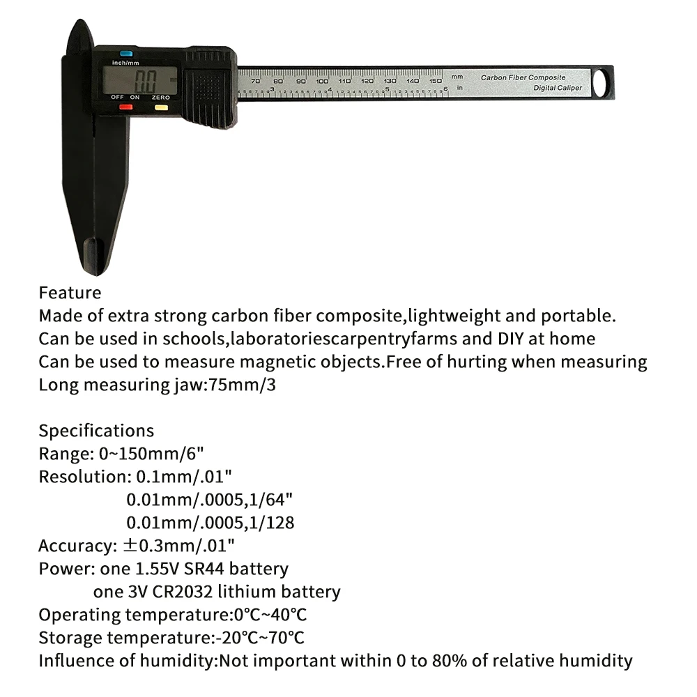 150mm 0.1mm Digital Caliper Electronic Vernier Caliper jaw long plastic digital caliper micromete DIY measuring tools