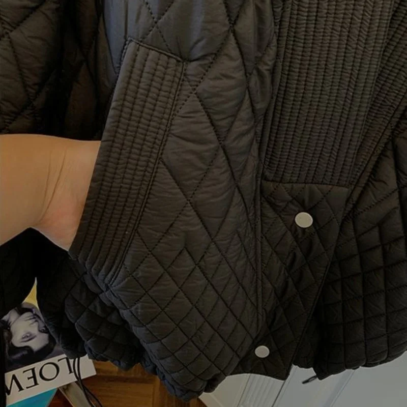 Women Cotton Clothes Coat Plus Size Korean Loose Splicing Jacket Female V Neck Long Sleeve Winter Parkas Outwear Mujer Chaqueta