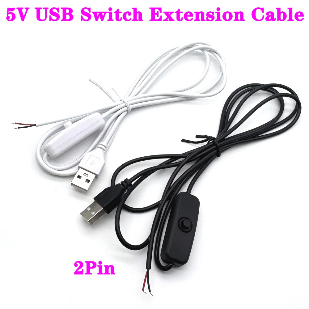 

1.5M 2Pin 5V Extension Cable USB 5V With On/Off Switch Button USB-C For LED Lighting DIY Power Cord Universal