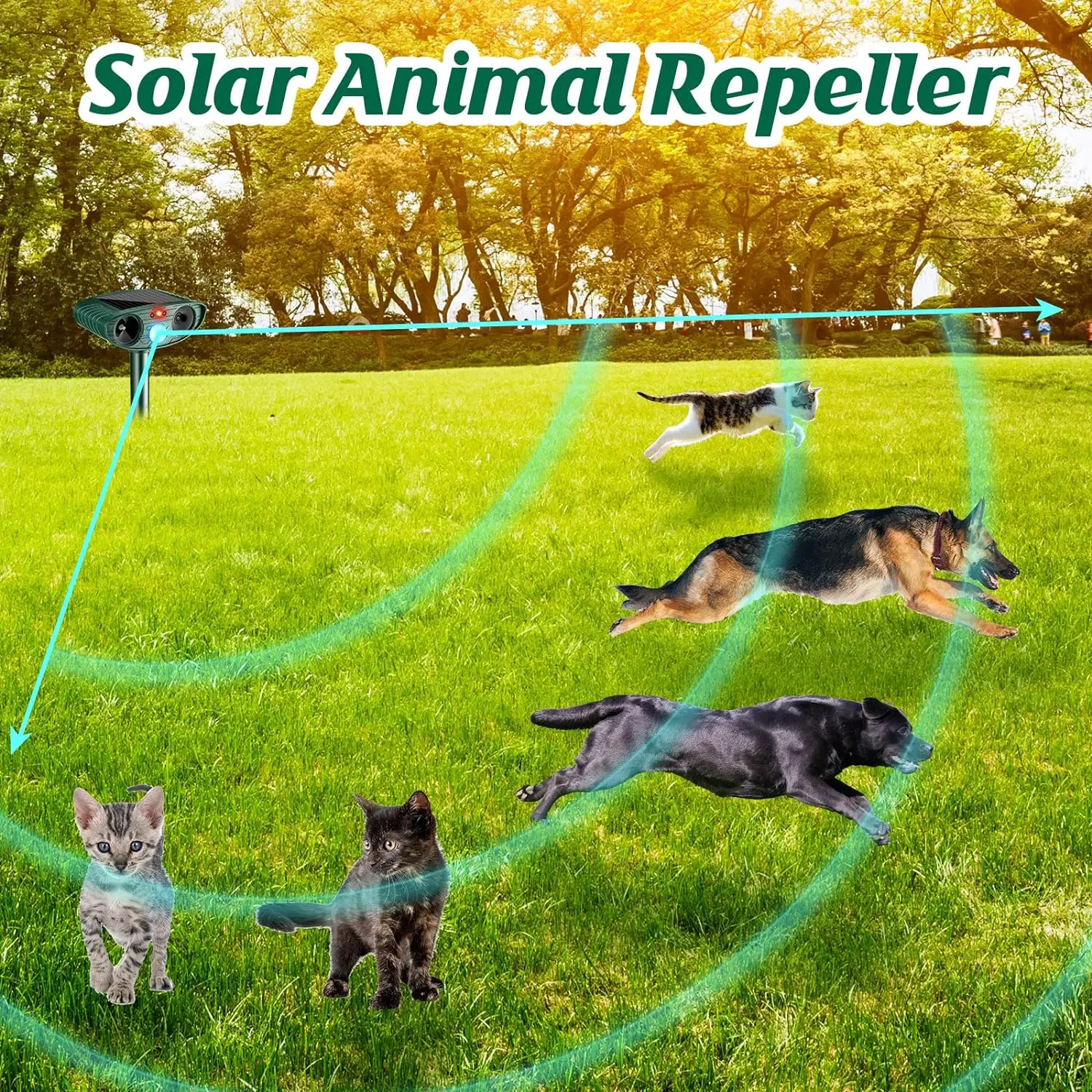 1pc Ultraschall Tier Abweisend Katze Hund Abweisend Solar Powered Wiederaufladbare Garten Wasserdichte Tier Abschreckung Für Bauernhof Hof – Detail 4