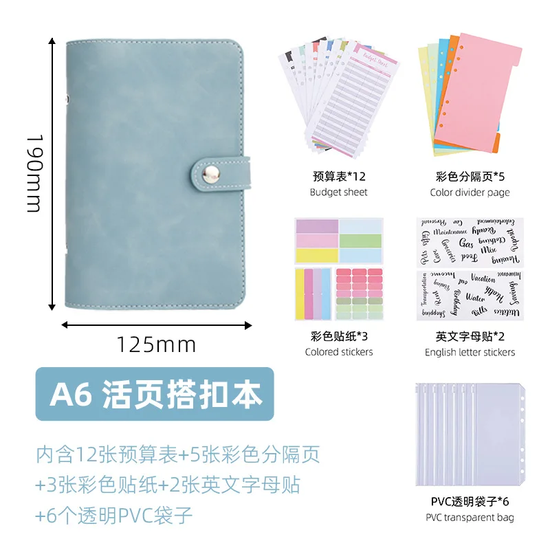 Nuovo raccoglitore in pelle A6 con raccoglitore a 6 anelli - Quaderno ricaricabile in pelle PU con tasche raccoglitore, divisori, carta di ricarica A6 Pu