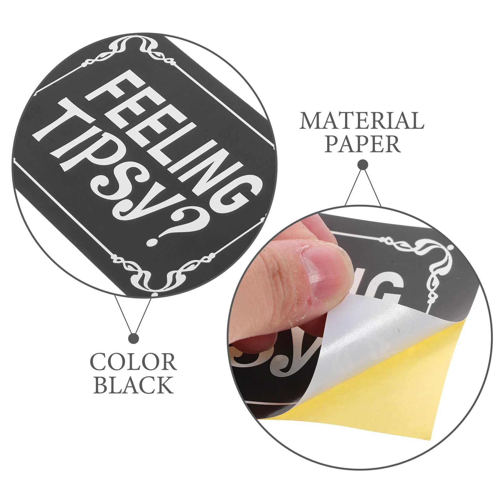 

10pcs Waterproof Feeling Tipsy Stickers Self Adhesive Black Restaurant Labels for Bartender Server Decals Bar Cafe Use
