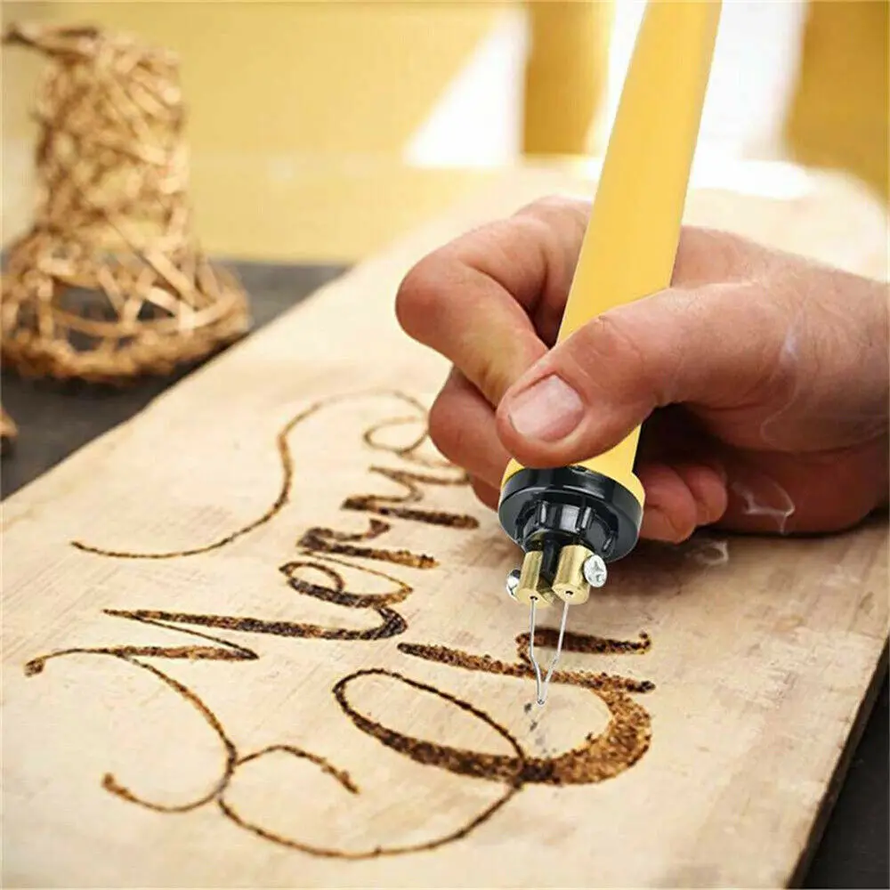 Wood Burner Adjustable Temperature Digital Display Pyrography Dual Pen Burning Machine Gourd Wood Crafts Tool Kit Soldering Iron