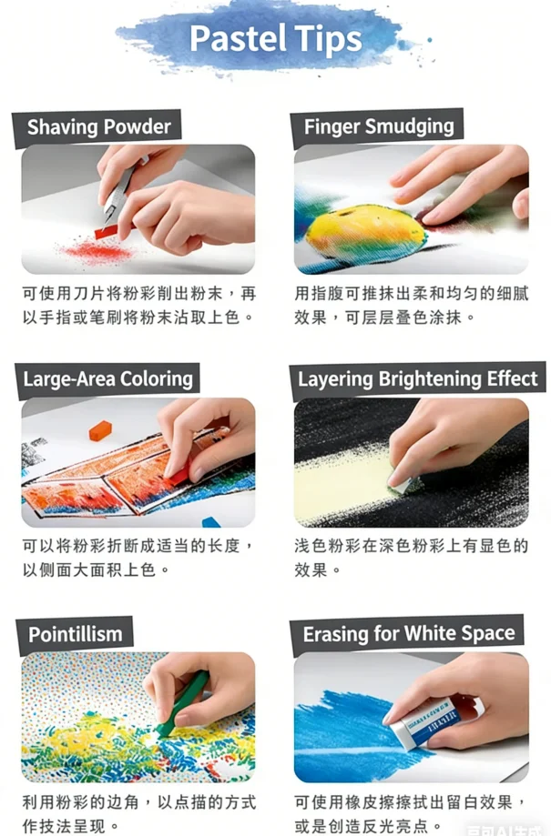 6 Stück weiche Pastellkreide, professionelle weiche Kreidestifte zum Zeichnen, Skizzieren, Schwarz-Weiß-Malerei, Pastelle, Kunstbedarf – Detail 10