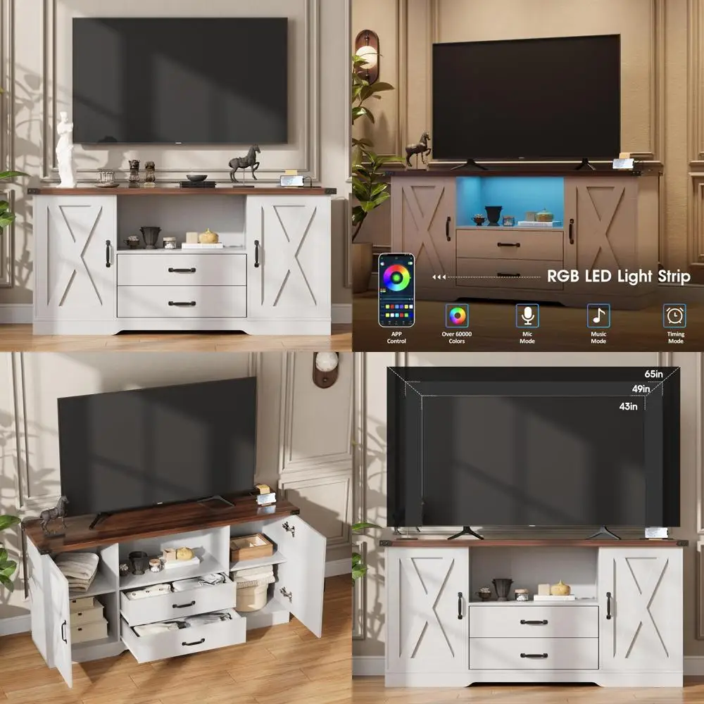 حامل تلفزيون مقاس 65 بوصة مع أدراج - وحدة تخزين مركز الترفيه الحديثة لخزائن التلفزيون #1