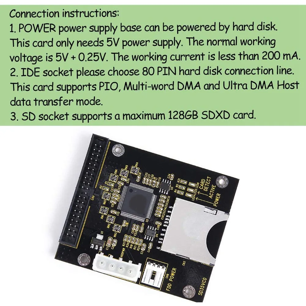 3.5インチハードディスクドライブオスアダプター、SDカードからIDE、SDHCカードからIDE、40ピンオス