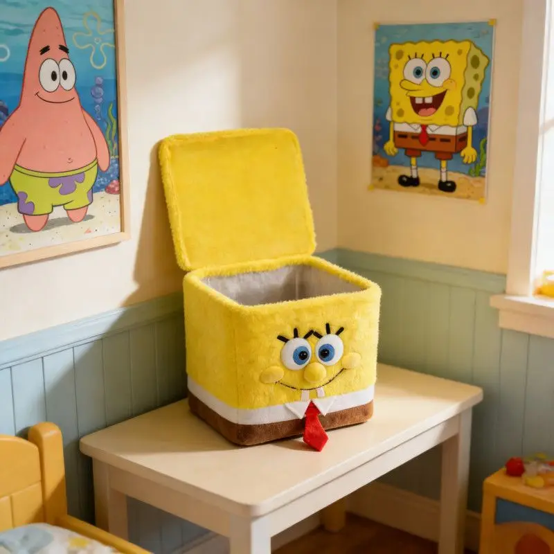 

Yellow Sponge Storage Stool Anime Cartoon Shoe Changing Footstool Large Capacity Storage Box Home Decor Ornament