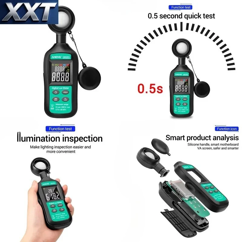 XXT Digital Lux Meter Price Color Screen Portable Photometer 200K Lux and 20KFc GN201
