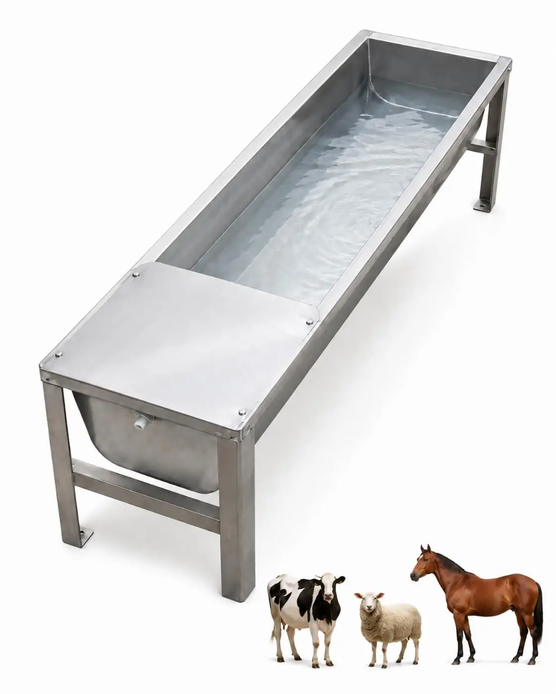 Automatic Livestock Water Trough Stainless Steel Pig Horse Goat Waterer Large Capacity Self Filling Float Valve Drain