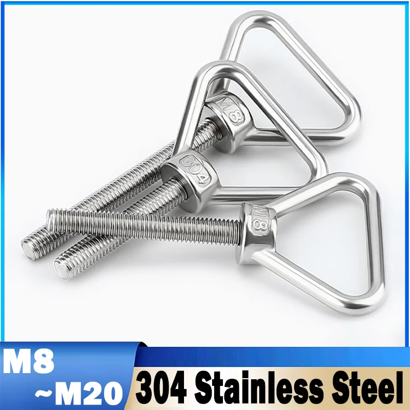 1Pcs Triangular Lifting Ring Screws M8M10M12M16M20 304 Stainless Steel Round Lifting Eye Bolts Welded Load-Bearing Bolt Fastener