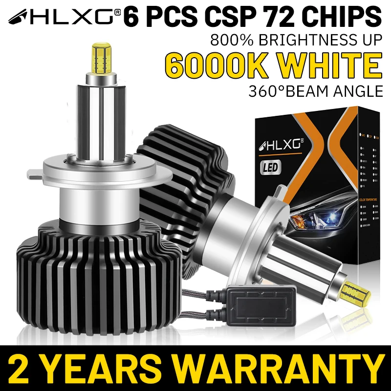 

H7 LED H4 Автомобильная фара H1 HB3 HB4 9012 HIR2 Led H11 H8 9006 9005 6000K Белая автомобильная фара Автоматическая противотуманная фара 360 3D чипы CSP