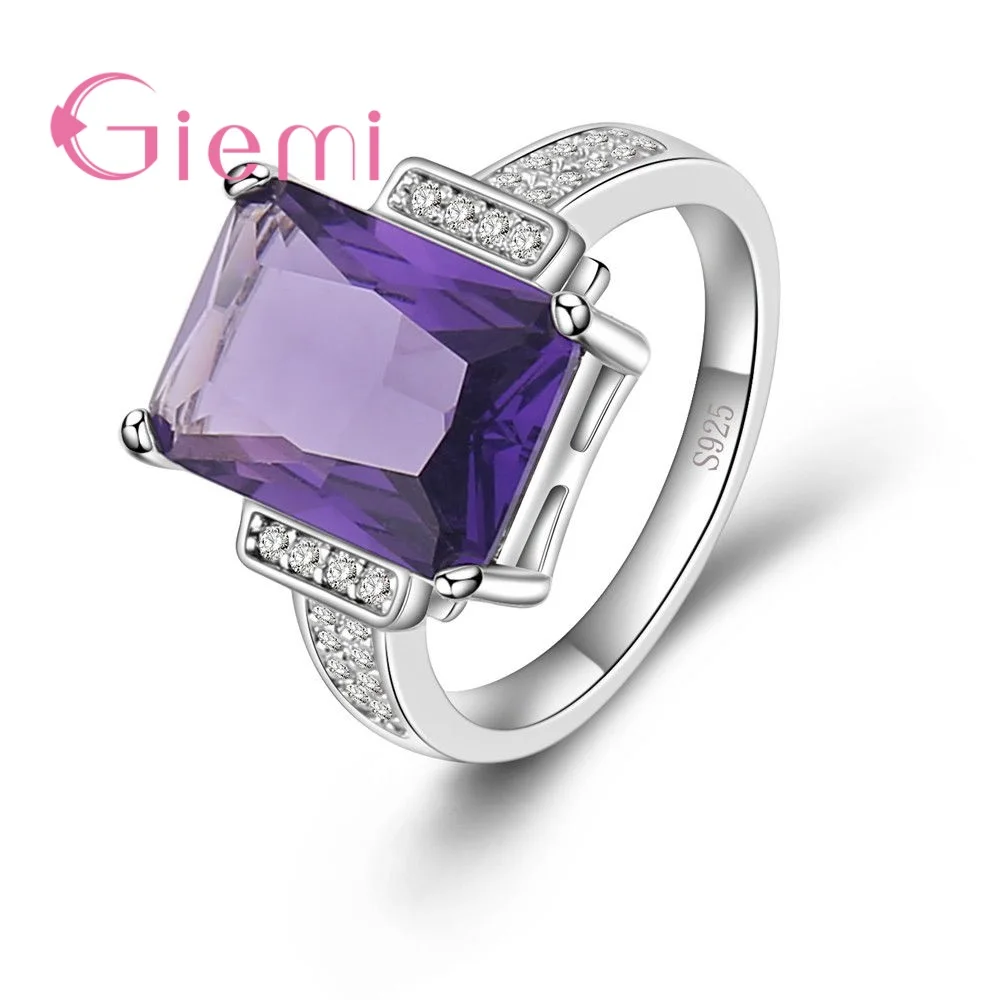 Classical Good Selling Genuine 925 Sterling Silver Best Purple Cubic Zirconia Stone Finger Rings For Women Men Jewelry