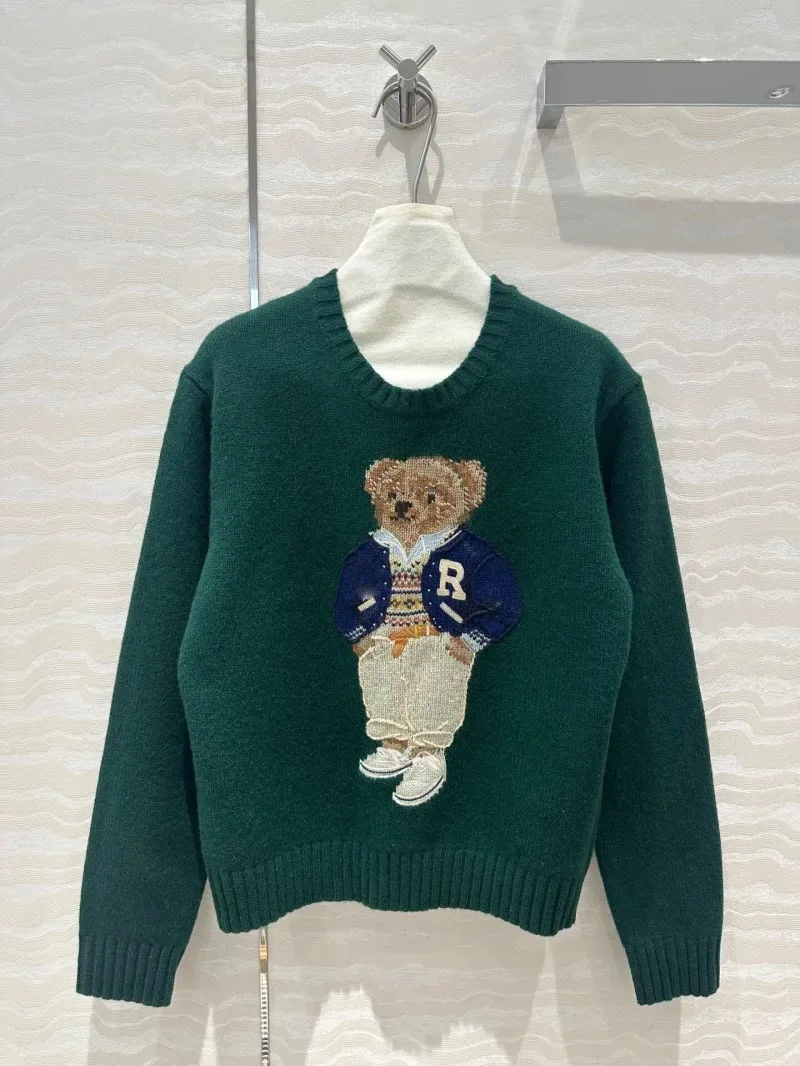 New Autumn/Winter New Women's Sweater Fashion Exquisite Cartoon Wearing Jacket Teddy Bear 10% Cashmere 90% Wool Pullover