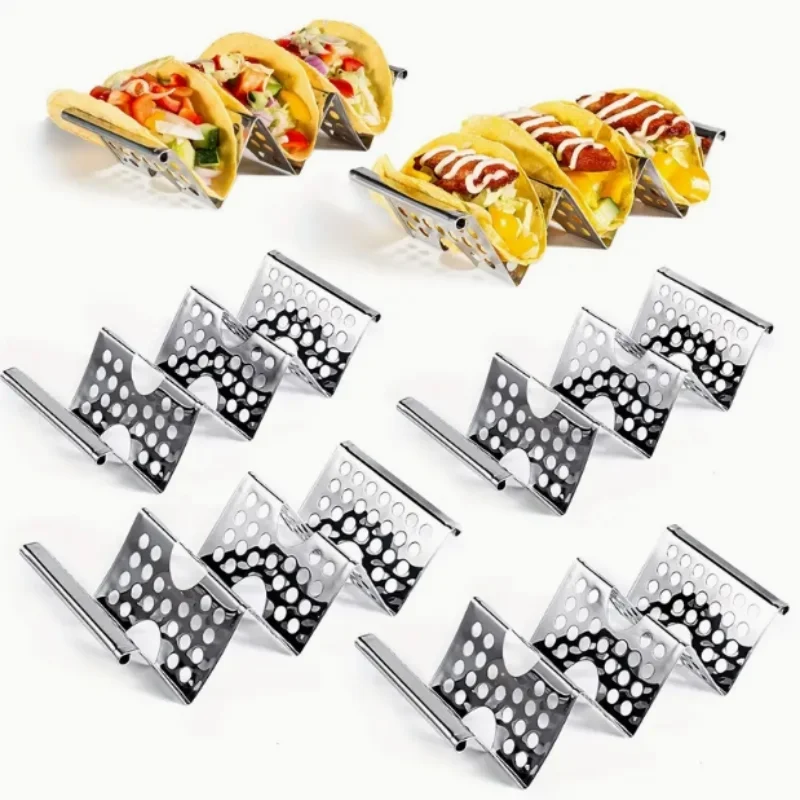 Taco Stand Stainless Steel Holder Each Can Hold 3 Taco Stand For Party Food Rack Kitchen Tools Corn Roll Rack And Pancake Rack