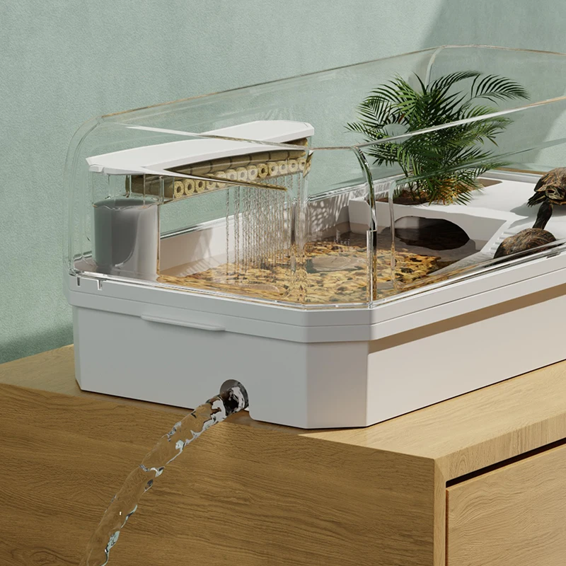 Acuario panorámico para tortugas con plataforma, filtro y calefacción - imagen 4
