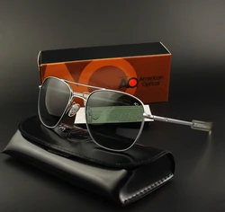 AO Sun Glasses Male Luxury Brand Designer USA America Military Aviation Pilot Sunglasses Tempered Glass Lens Male Top Quality