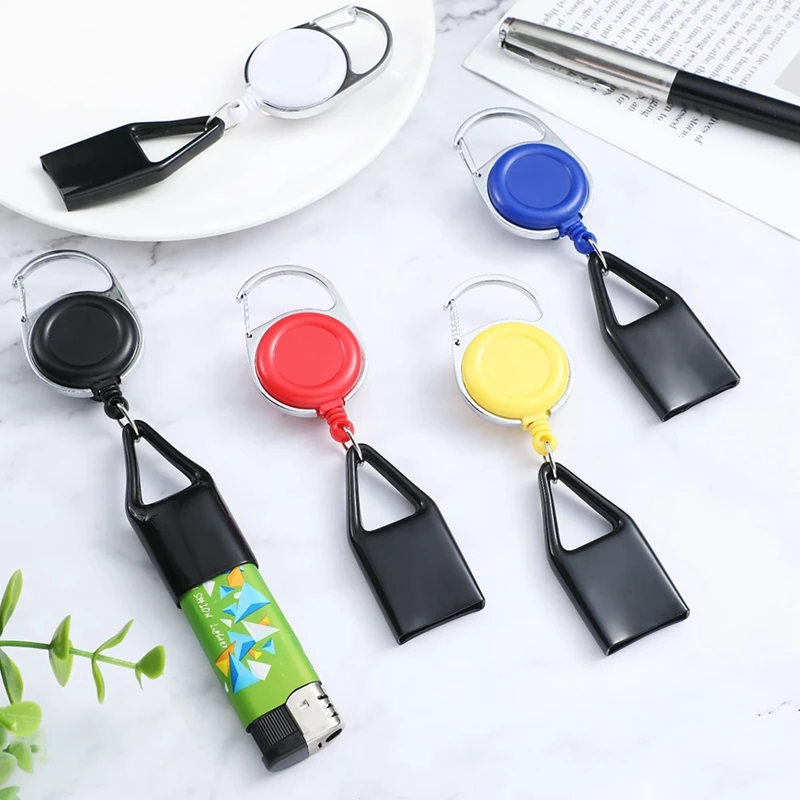 10 Piece Retractable Lighter Clip Assorted Color Lighter Holder Keychain Multicolor With Clip Classic Lighter Cover Single Clip