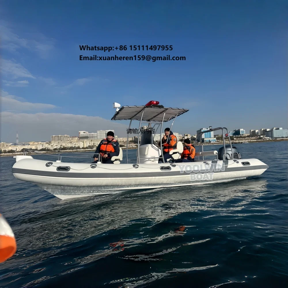 China Pilots 680 Fiberglass Deep v Hull Hypalon Rib Boat with Hard T-top and Bimini Canopy