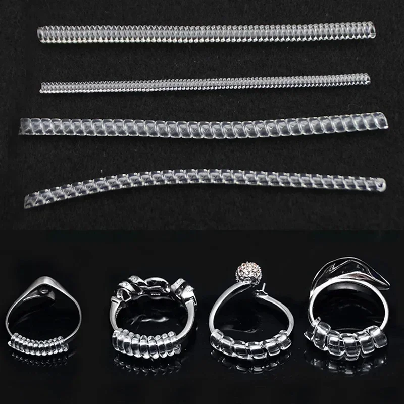 1/4pcs Ring Size Reducer Tools Spiral Spring Based Rings Adjust Invisible Transparent Tightener Resizing Tool Jewelry Guard
