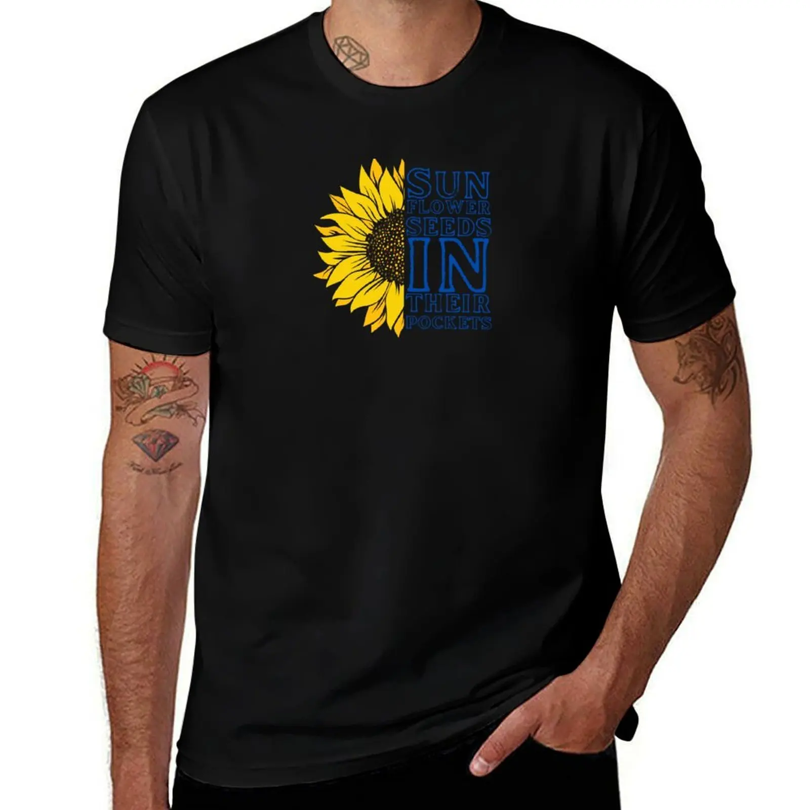 Sunflower Seed In Their Pockets T-Shirt Gym Exercise Short Sleeve T-Shirt