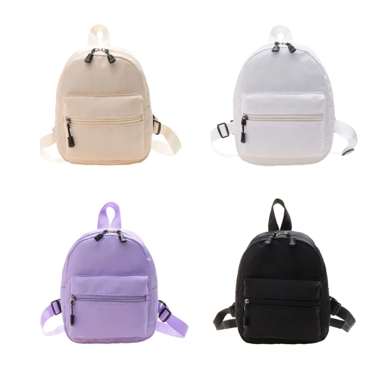 Women Solid Color Backpack Preppy-Style School Bag Female Casual Backpack Fashion Travel Backpack Girls Nylon Knapsack