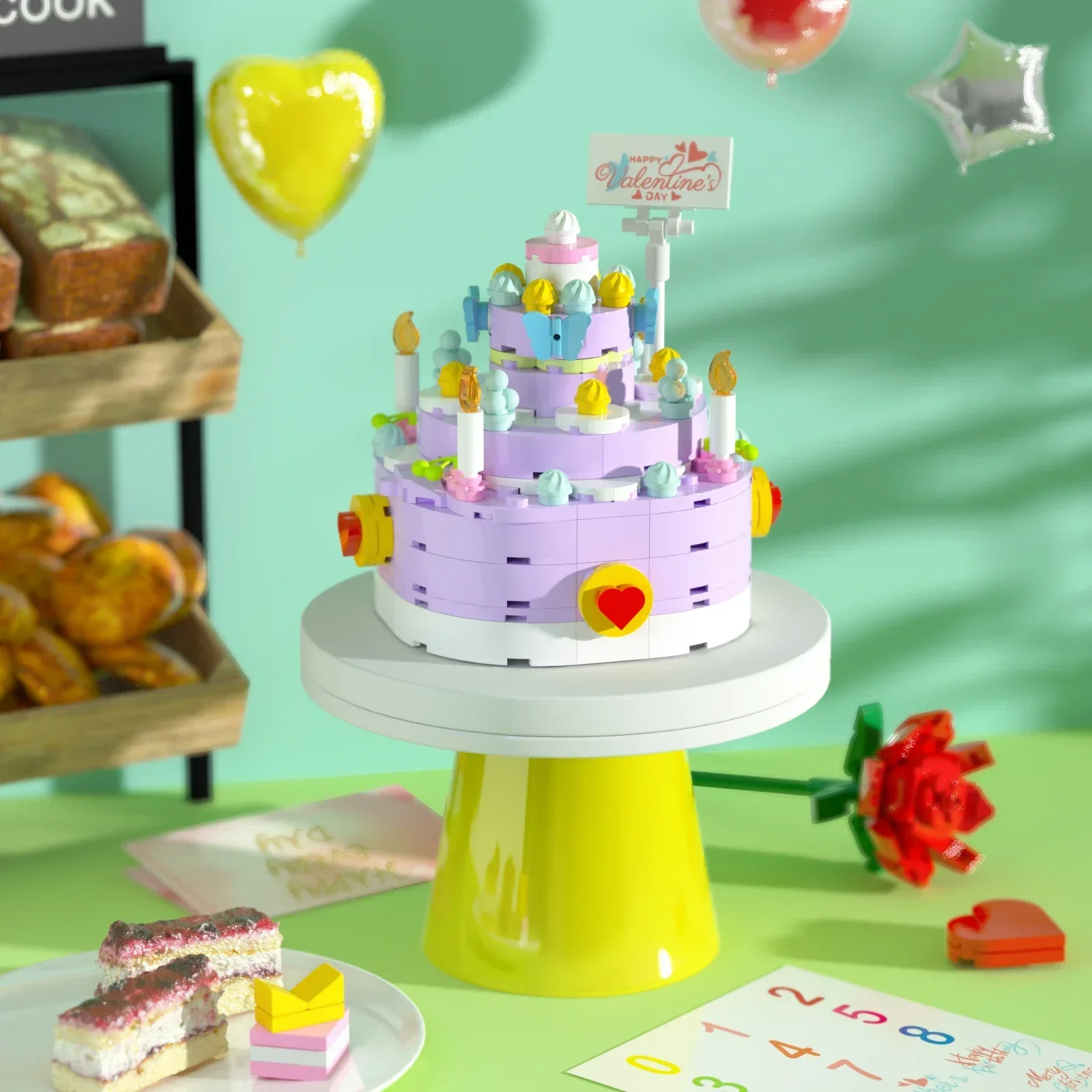 247 pezzi kit modello torta di compleanno mattoni decorazione creativa a forma di torta giocattolo blocchi di costruzione per feste giocattoli per bambini per regali di compleanno