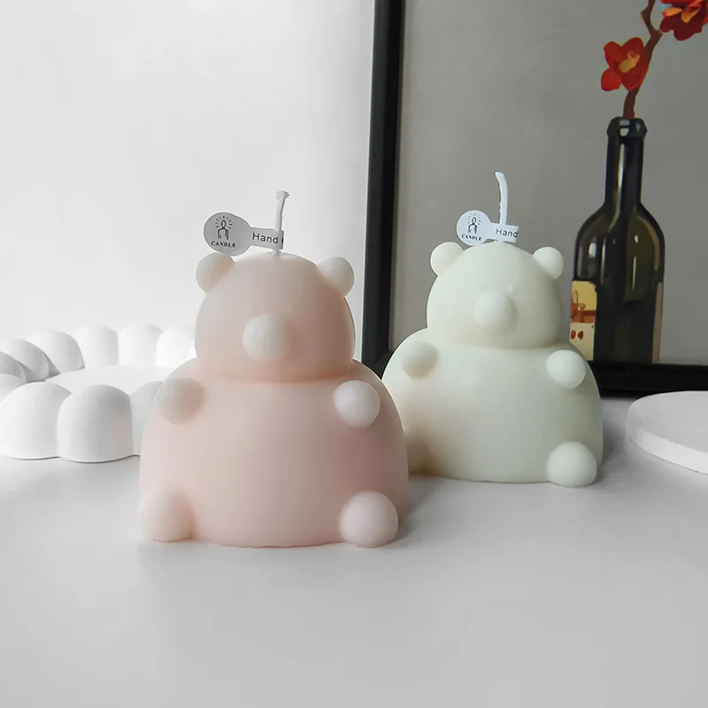 3D Fat Bear Pier Bear Silicone Mold Ins Small Fat Bear Aromatherapy Gypsum Candle Chocolate Baking Cake Mold