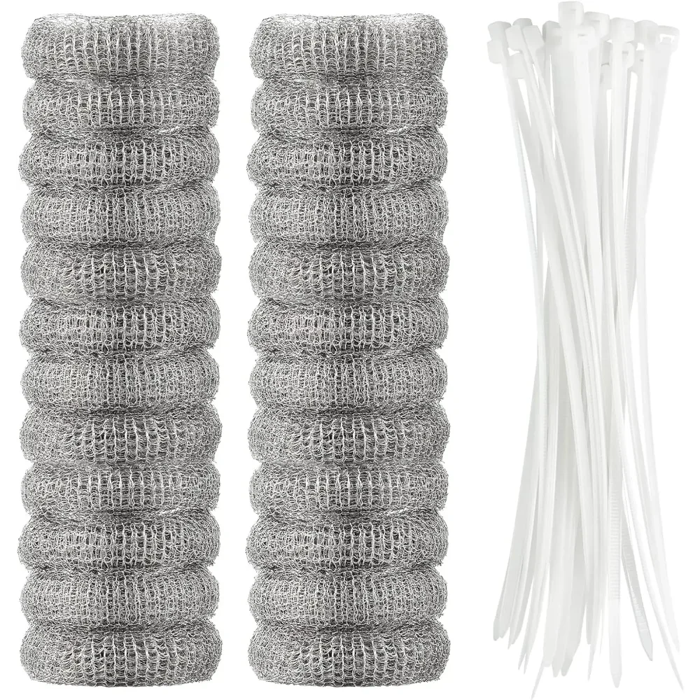 24Pcs/Set Lint Traps Washing Machine Stainless Steel Lint Snare Traps Laundry Mesh Washer Hose Filter with 24 Pcs Cable Ties