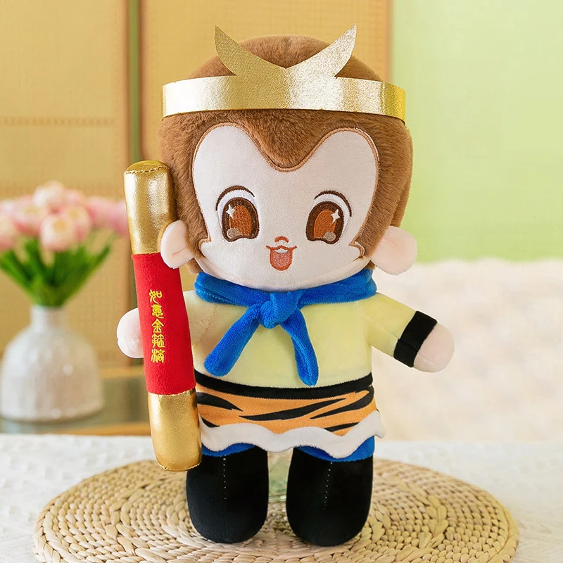 Urocza pluszowa zabawka Małpy Króla Sun Wukonga Qi Tian Da Sheng, wypchana lalka, prezent urodzinowy dla dzieci, miękka poduszka do spania, słodka duża pluszowa zabawka.