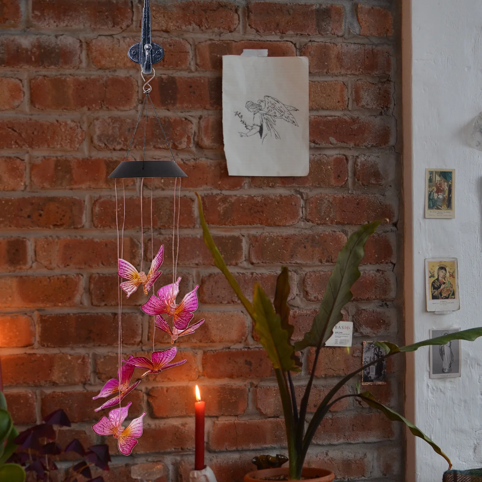 

Солнечный ветряной колокольчик-светильник LED, подвесной, разноцветный, перезаряжаемый, для сада, уличный декоративный, на солнечной энергии, для патио