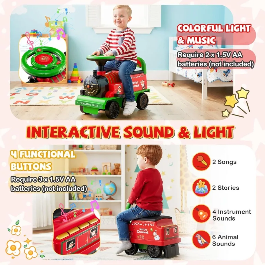 2人乗りの電動列車、取り外し可能な車両、軌道不要、座席下収納、ホイッスル音楽、カラフルなフラッシュ付き