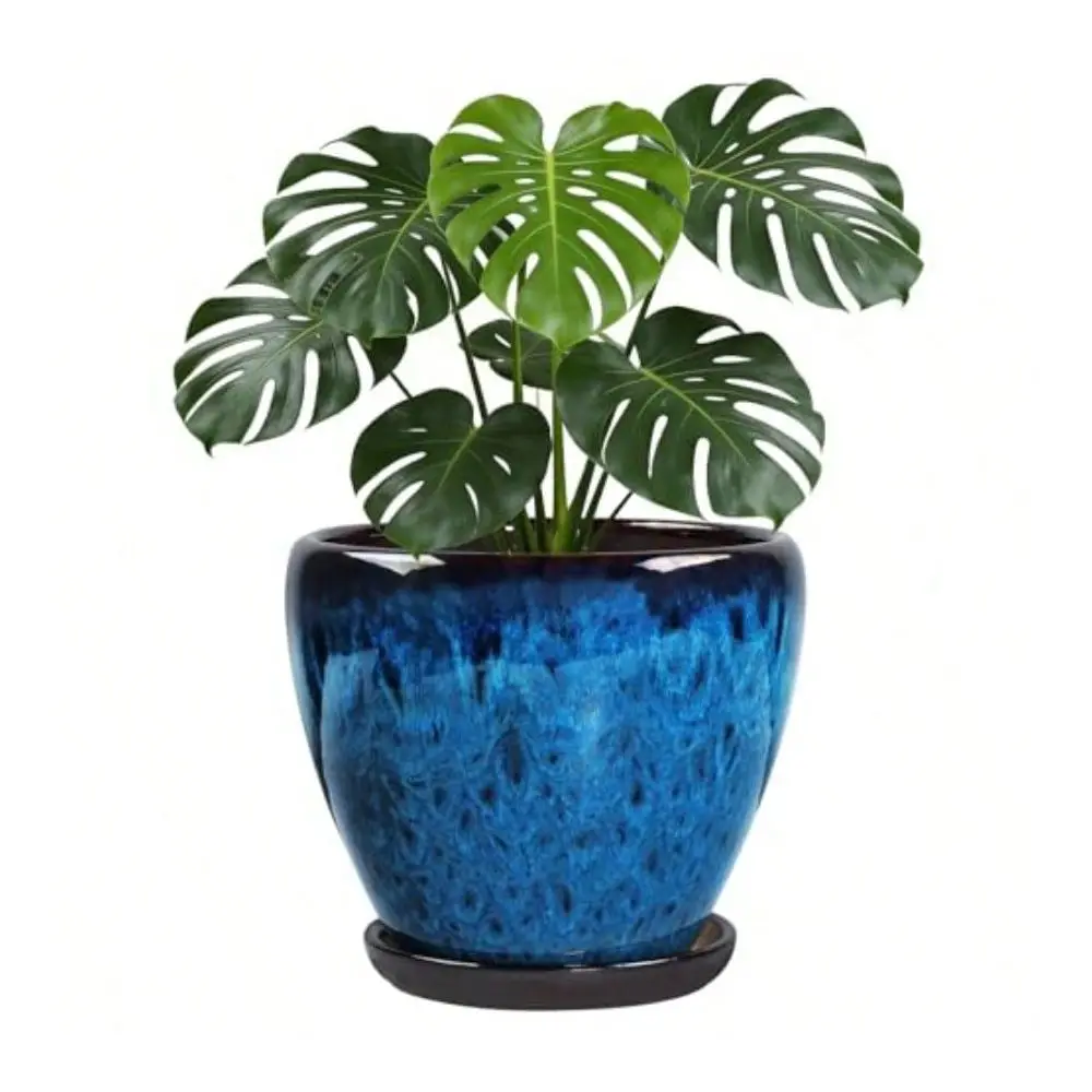 

Plant Pots With Saucer10 Inch Glaze Large Planters For Indoor Plants With Drainage Holes Decorative Flower Pots Outdoor Modern