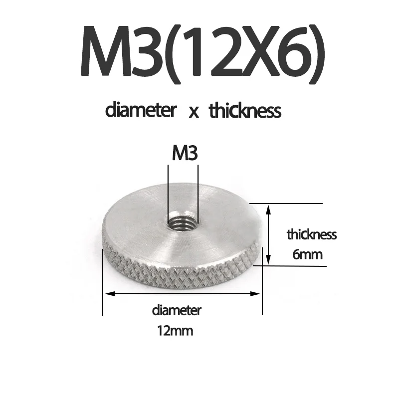 Knurled Thumb Nuts 304 Stainless Steel Flat Head Hand Screw Knurled Round Nut Hardware Fasteners M4 M5 M6 M8 M10 M12