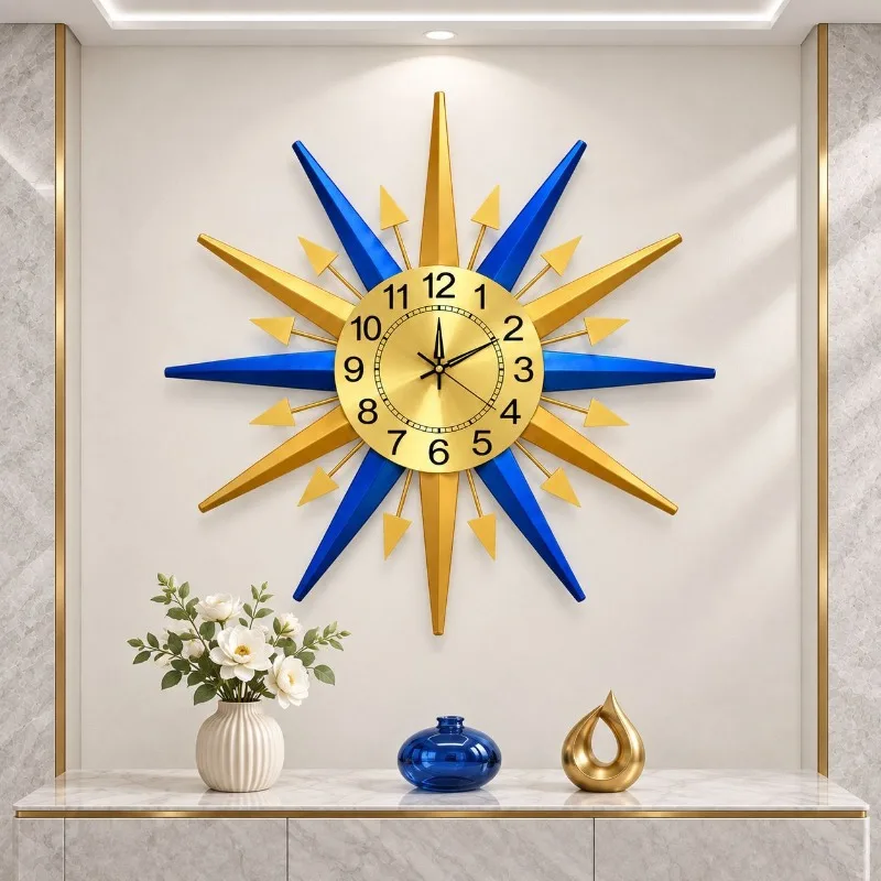 Metal Wall Clock Sun Classics Style Silent Sense Wall Clock Living Room Modern Luxury Elegance Clock Practical Design Home Decor