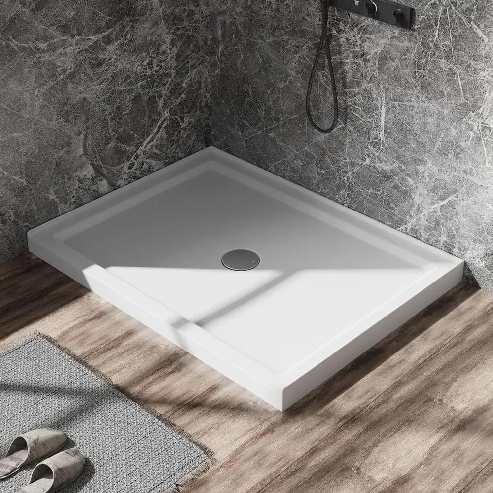

Shower pan,32" x 48" Shower Base 3 Round Recular Acrylic Alcove Shower Pan in White, 3 Sides Built in Design, Center Drain