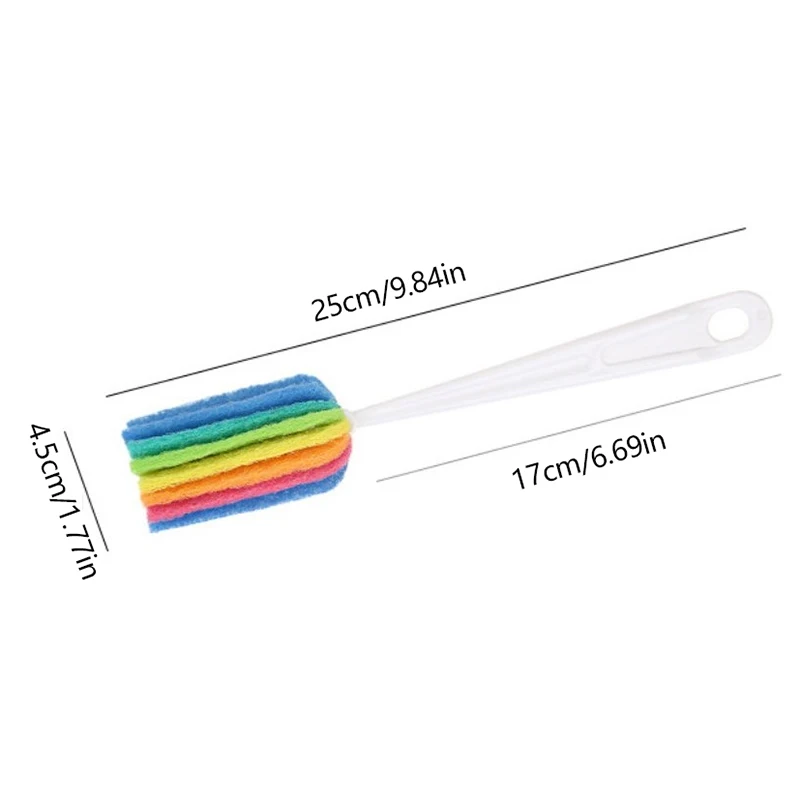 Rainbow Sponge Brush Water Bottle Cup Mug Glass Washing Sponge Cleaning Brush Scrubber With Handle Cleaning Utensils