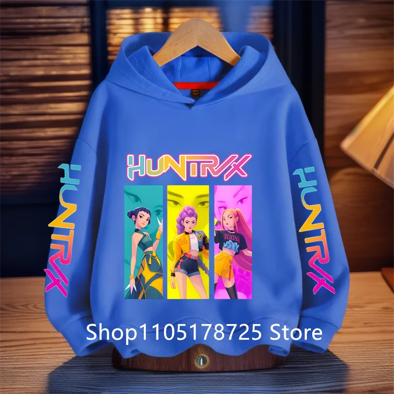 جديد KPop شيطان هنتر الكرتون الفتيات الفتيان هوديس الأطفال الكورية موجة طباعة موضة بلايز عادية ملابس الفتيات عادية الدافئة