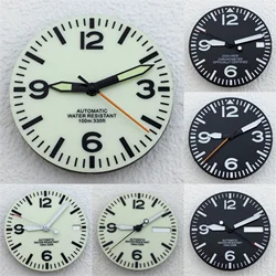 29mm dial Black White Dial With Hands Full Luminous Dial Fit NH34 NH35 NH36 Movement Green Luminous Watch parts