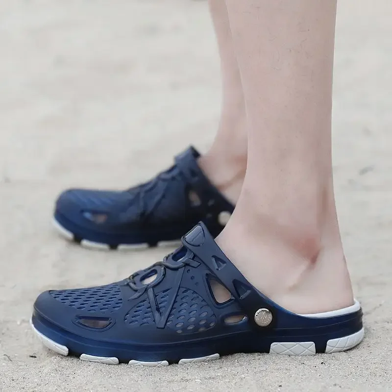 

Мужские шлепанцы, мужские тапочки с отверстиями, полумюли из Евы, ПВХ, уличная пляжная элегантная удобная дешевая обувь, дизайнерская роскошная роскошная обувь