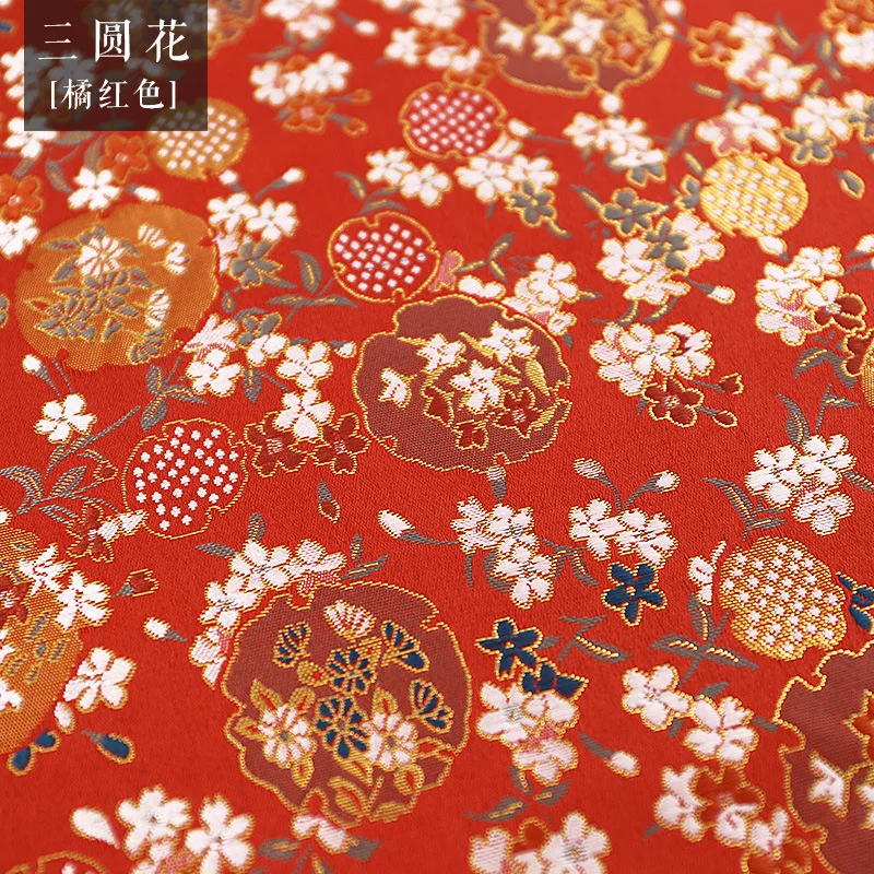 50x75cm Japanese Style Brocade Fabric Bronzing Printed Embroidered Cheongsam Children\'s Clothing Bag DIY Materials