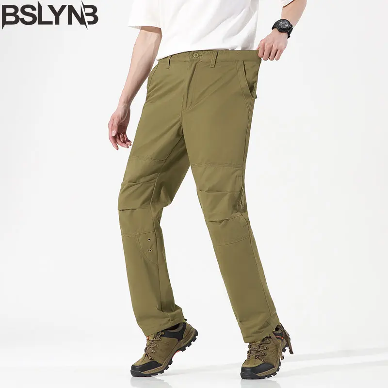 Outdoor Cargo Pants for Men Multiple Pockets Side Zipper Cargo Long Pants Trousers