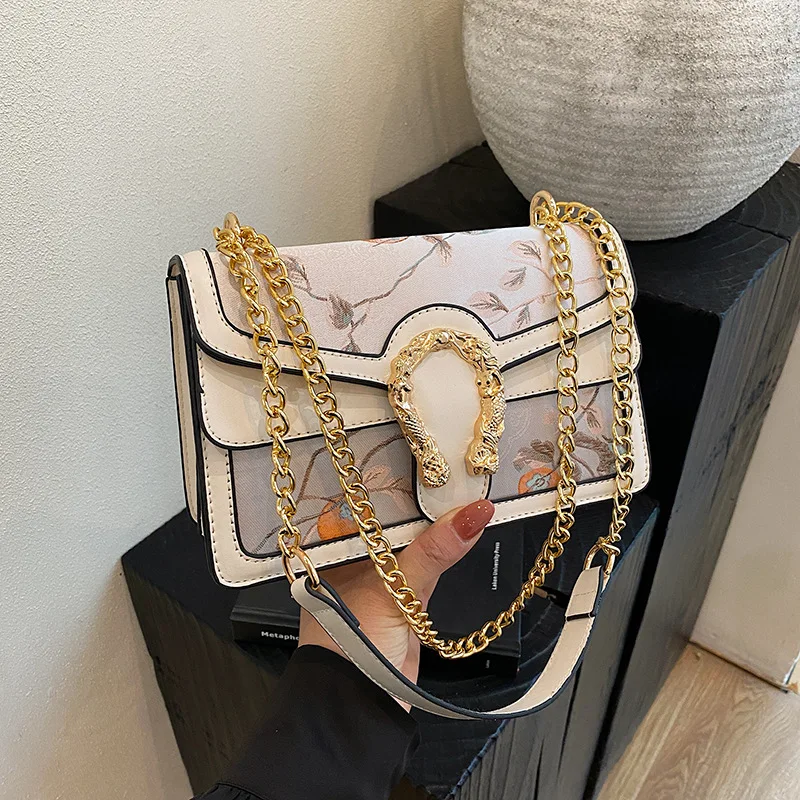 

New Luxury Trendy Fashion Women's Small Square Bag Casual Embroidery Designer Chain Single Shoulder Oblique Span Women's Bag