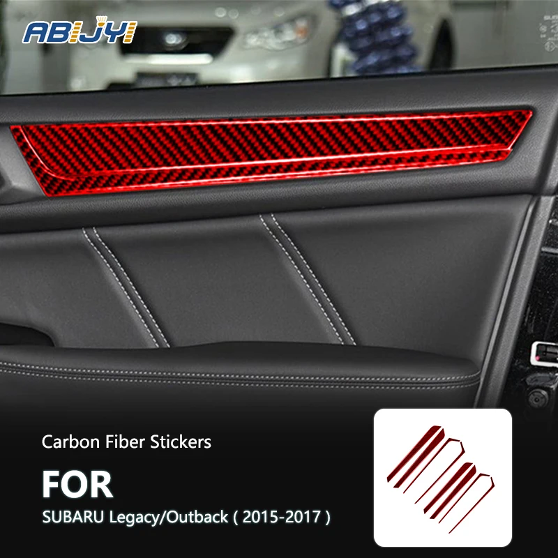 

Door Panels Carbon Fiber Red Stickers Decorative For Subaru Legacy Outback 2015 2016 2017 Car Interior Accessories