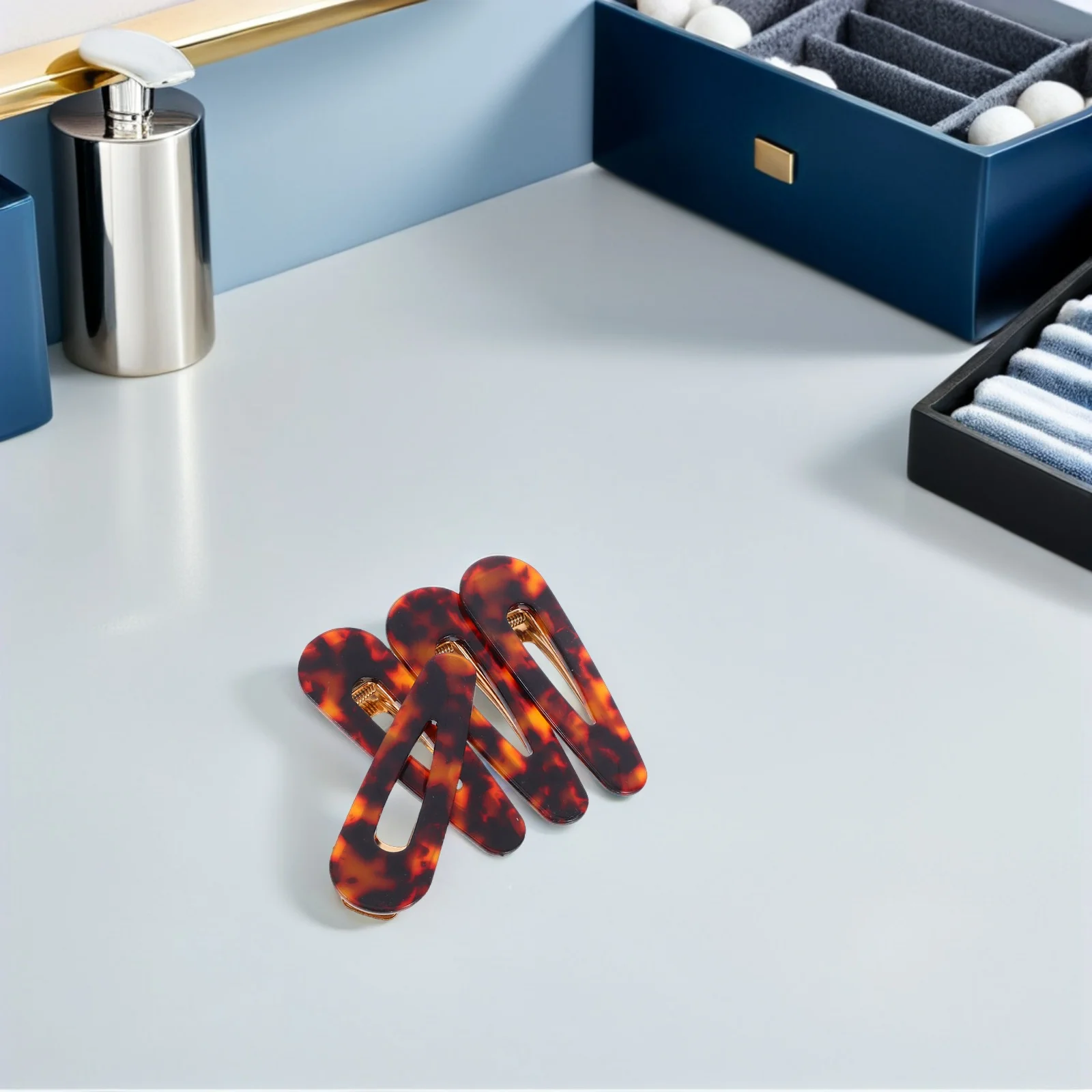 

4Pcs Retro Amber Tortoiseshell Hair Clips Water Droplets Barrettes Elegant Hairpins for Women Girls Party Daily Use Accessories