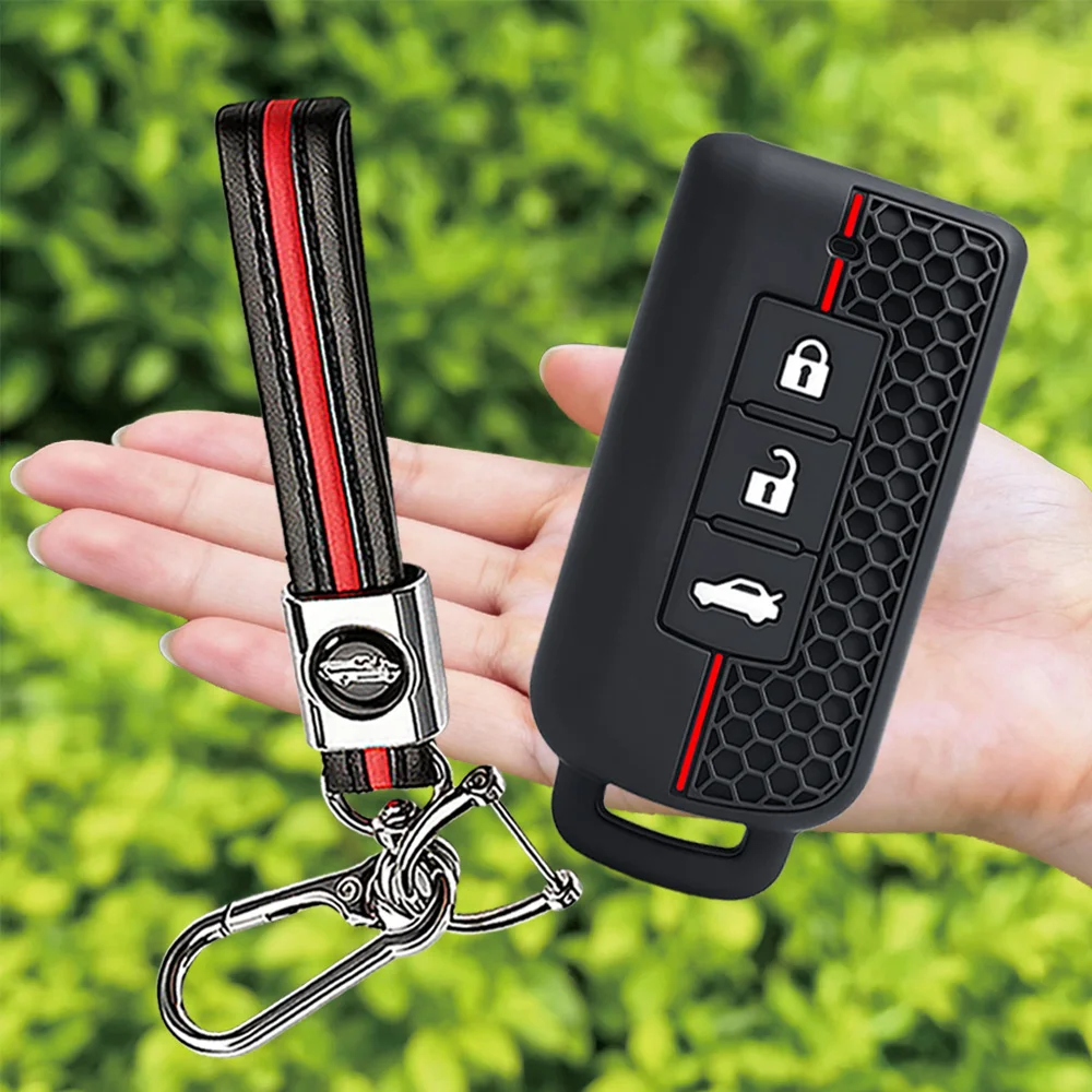 For Mitsubishi Xpander Outlander ASX Pajero Eclipse Cross Montero 3 Buttons Silicone Key Cover Remote Car Key Case Cover Shell